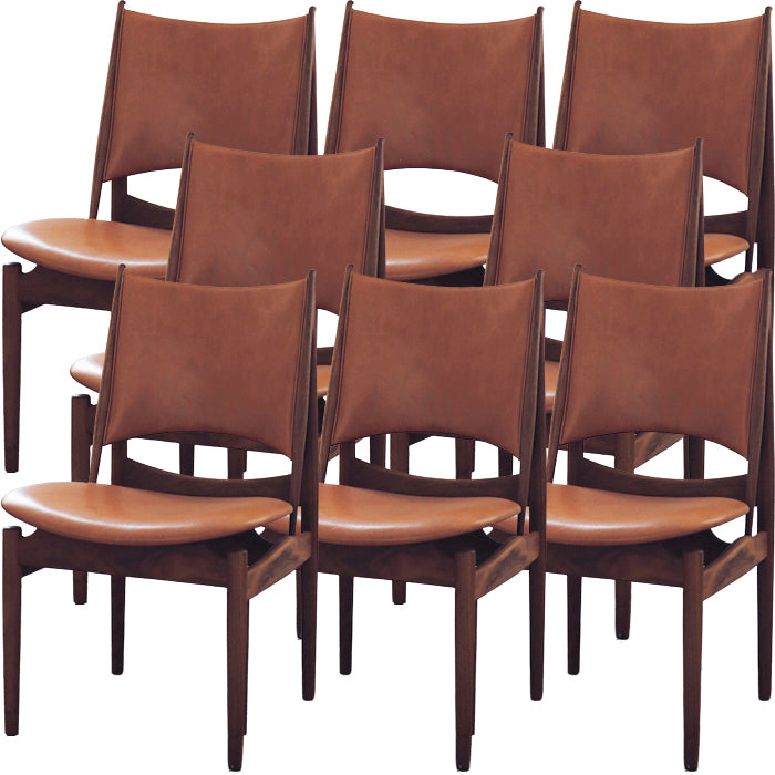 Contemporary Solid Wood and Faux Leather Armless Dining Chairs