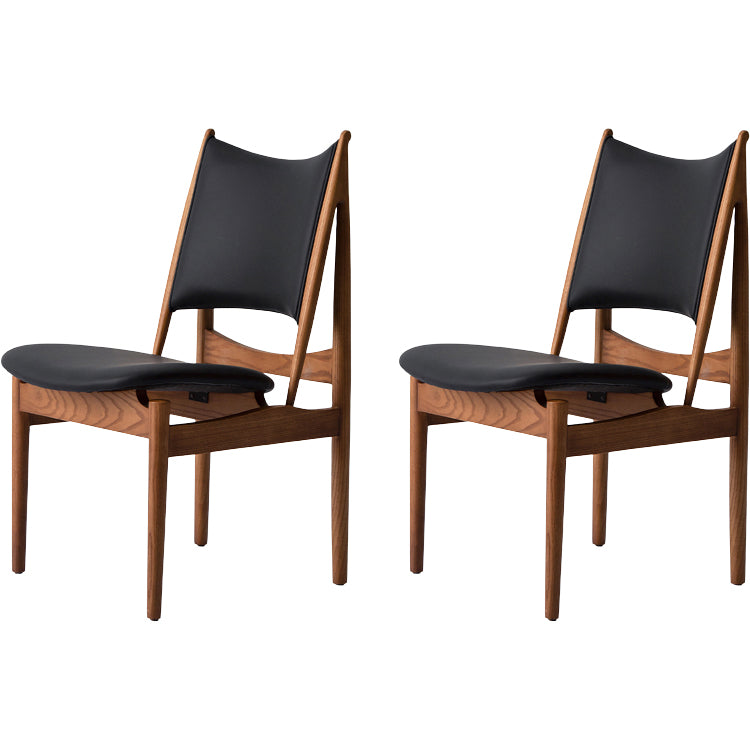 Contemporary Solid Wood and Faux Leather Armless Dining Chairs