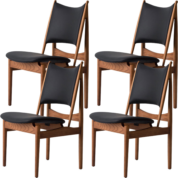 Contemporary Solid Wood and Faux Leather Armless Dining Chairs