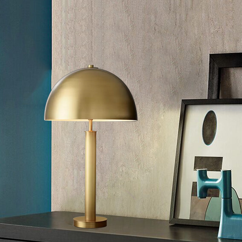 Metallic Semicircle Night Table Light Minimalist 1-Light Nightstand Lamp in Black/Gold for Bedside