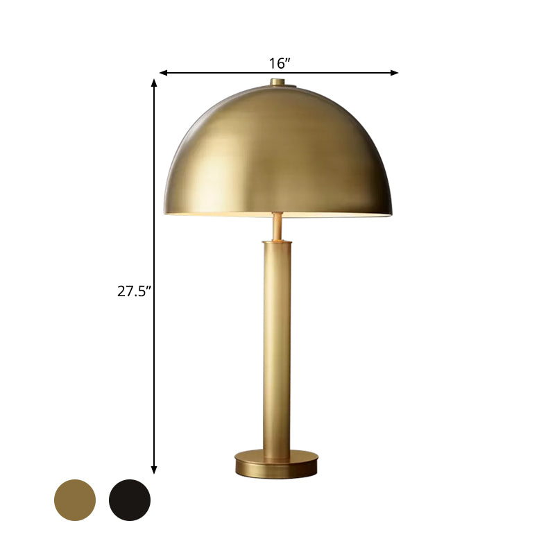 Metallic Semicircle Night Table Light Minimalist 1-Light Nightstand Lamp in Black/Gold for Bedside