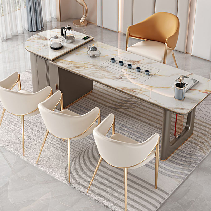 Contemporary Metal and Upholstered Dining Room Chair for Kitchen