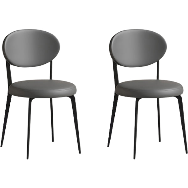 Faux Leather and Metal Industrial Open Back Armless Dining Chairs