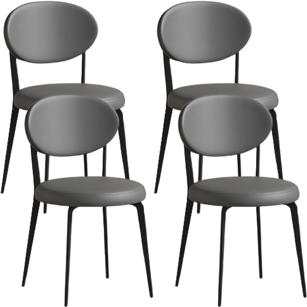 Faux Leather and Metal Industrial Open Back Armless Dining Chairs