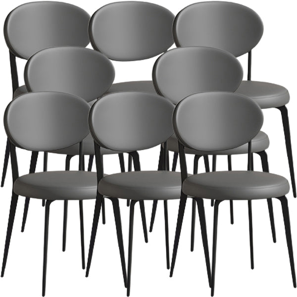 Faux Leather and Metal Industrial Open Back Armless Dining Chairs