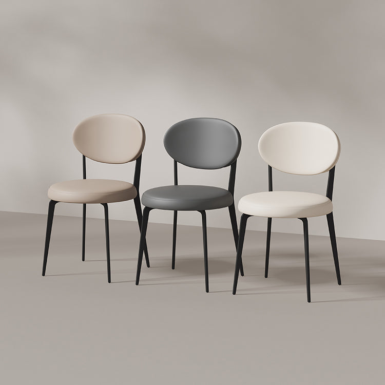 Faux Leather and Metal Industrial Open Back Armless Dining Chairs