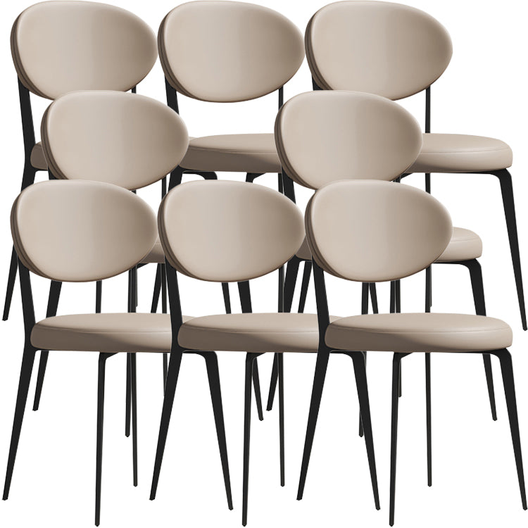 Faux Leather and Metal Industrial Open Back Armless Dining Chairs