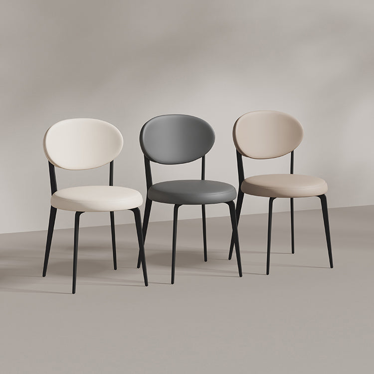Faux Leather and Metal Industrial Open Back Armless Dining Chairs