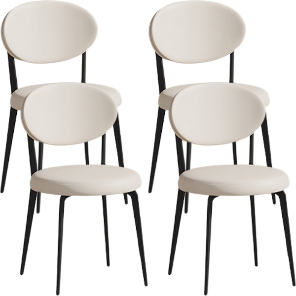 Faux Leather and Metal Industrial Open Back Armless Dining Chairs