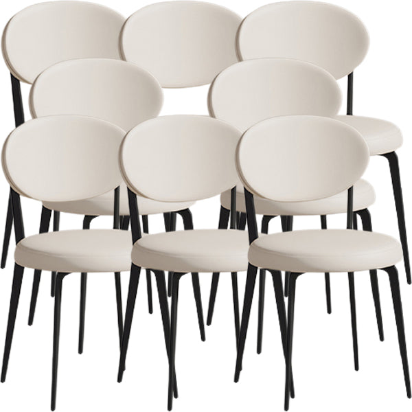 Faux Leather and Metal Industrial Open Back Armless Dining Chairs