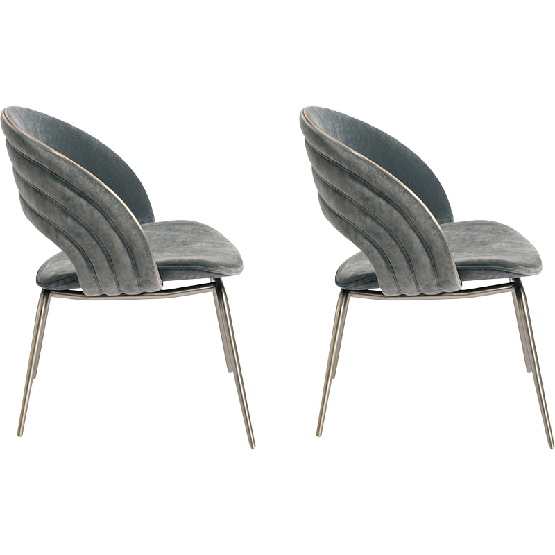 Contemporary Metal and Upholstered Open Back Dining Side Chair