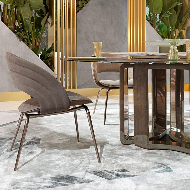 Contemporary Metal and Upholstered Open Back Dining Side Chair
