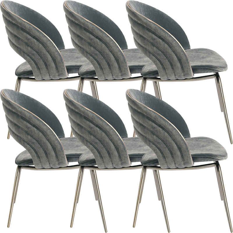Contemporary Metal and Upholstered Open Back Dining Side Chair