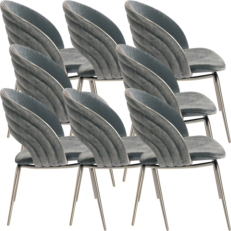 Contemporary Metal and Upholstered Open Back Dining Side Chair