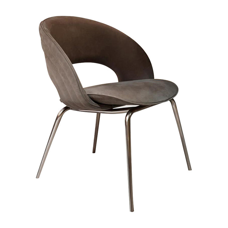Contemporary Metal and Upholstered Open Back Dining Side Chair