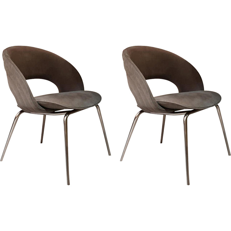 Contemporary Metal and Upholstered Open Back Dining Side Chair