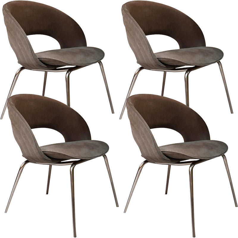 Contemporary Metal and Upholstered Open Back Dining Side Chair