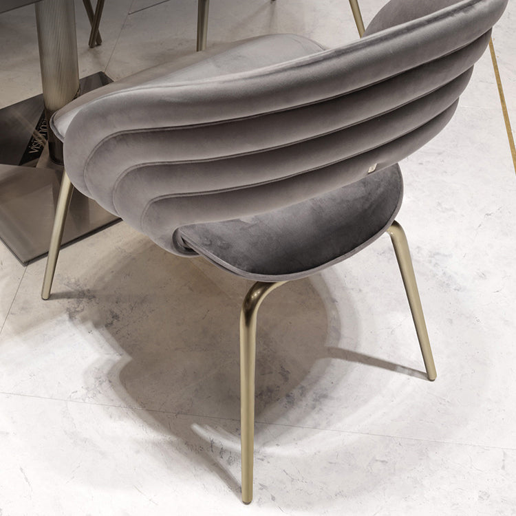 Contemporary Metal and Upholstered Open Back Dining Side Chair