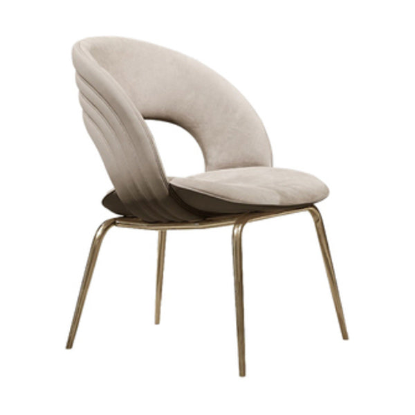 Contemporary Metal and Upholstered Open Back Dining Side Chair