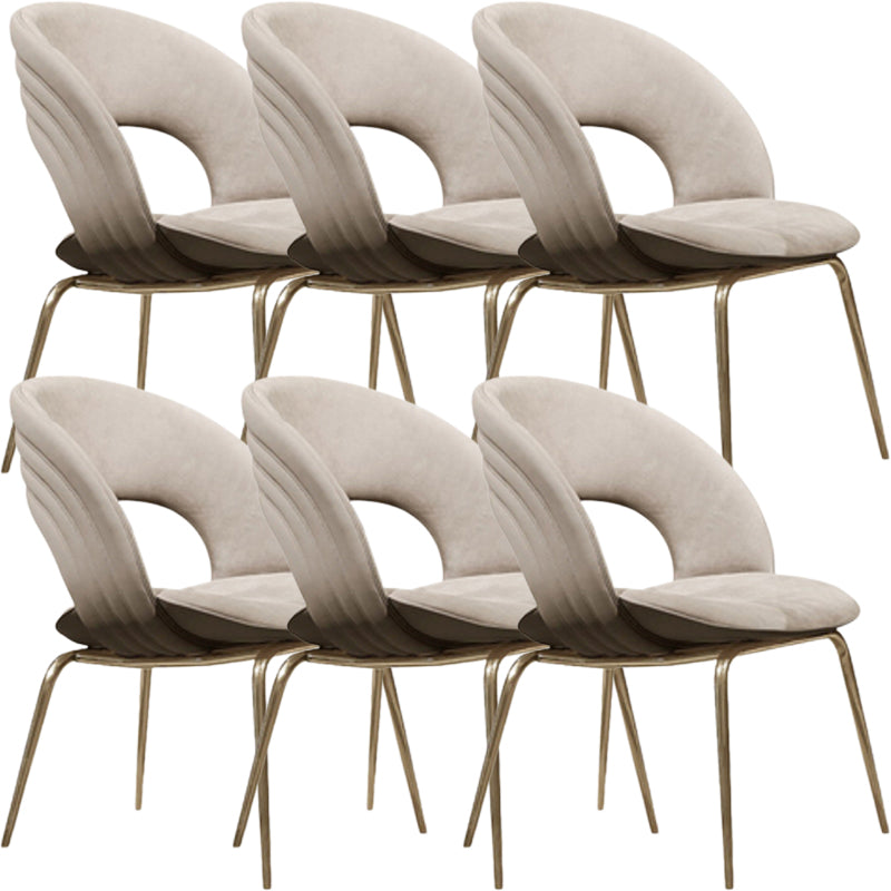 Contemporary Metal and Upholstered Open Back Dining Side Chair
