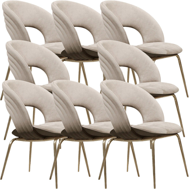 Contemporary Metal and Upholstered Open Back Dining Side Chair