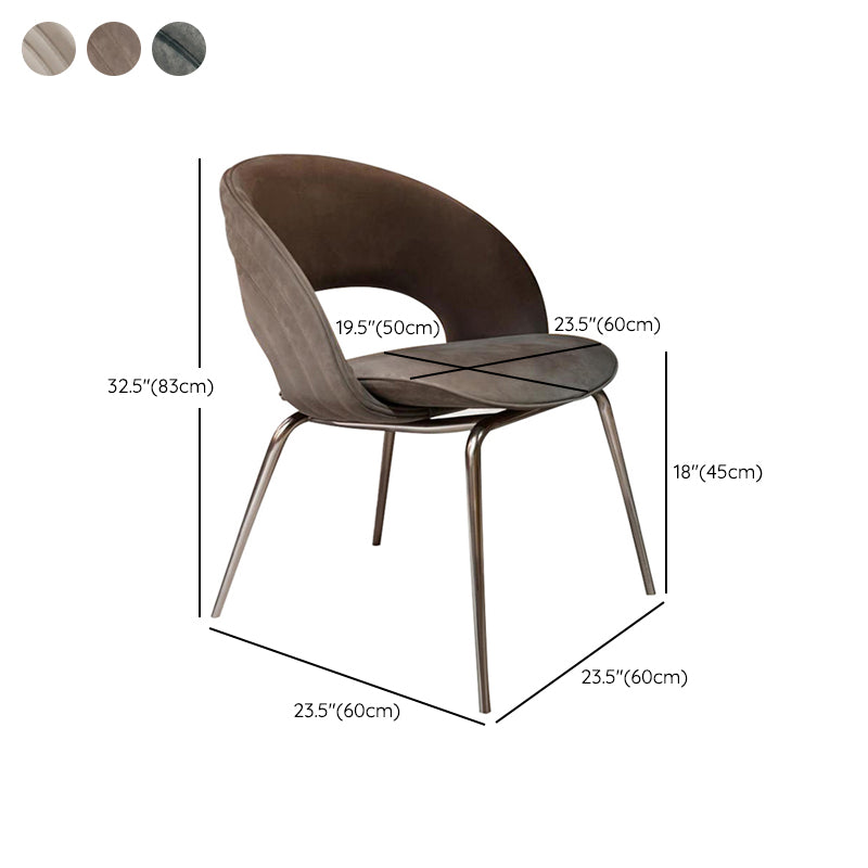 Contemporary Metal and Upholstered Open Back Dining Side Chair