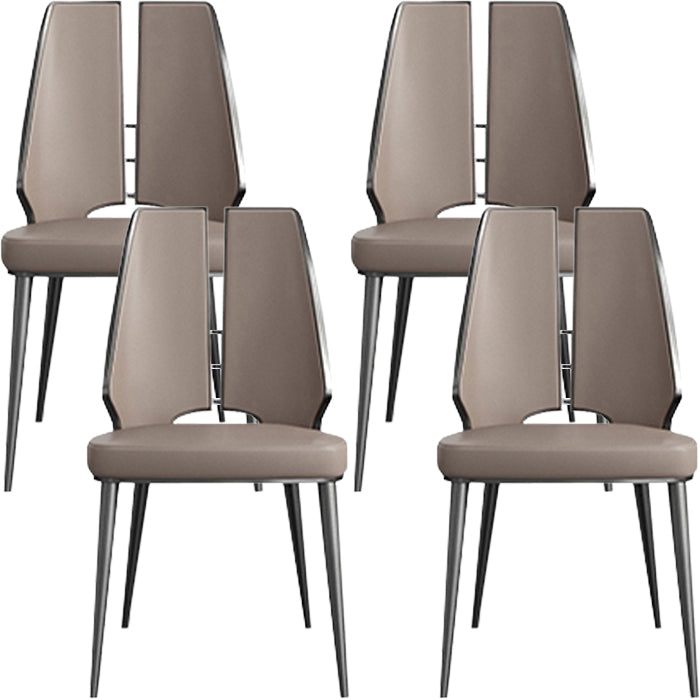 Upholstered and Metal Contemporary Armless Dining and Accent Chairs