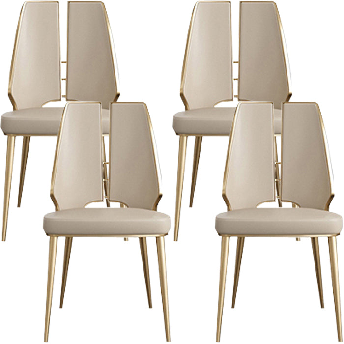 Upholstered and Metal Contemporary Armless Dining and Accent Chairs