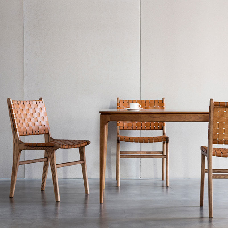 Solid Wood Faux Leather Contemporary Armless Dining Room Chair