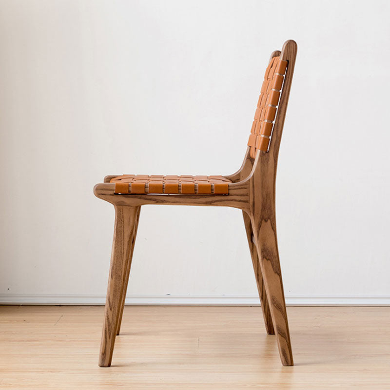 Solid Wood Faux Leather Contemporary Armless Dining Room Chair