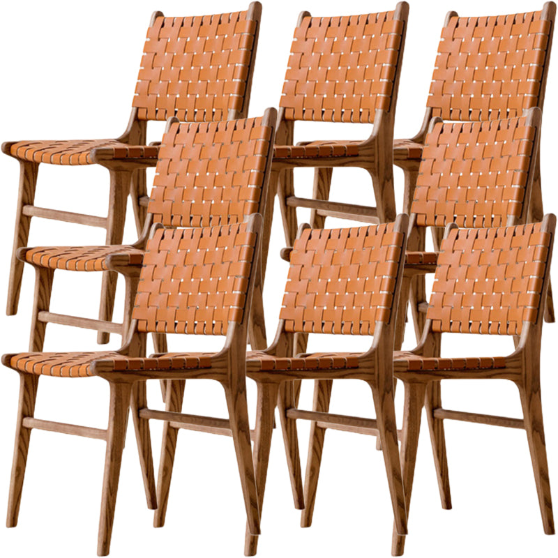 Solid Wood Faux Leather Contemporary Armless Dining Room Chair