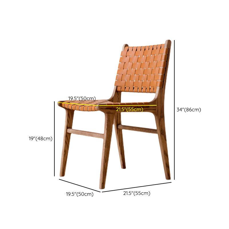 Solid Wood Faux Leather Contemporary Armless Dining Room Chair