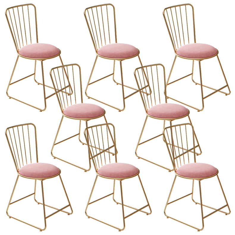 Glam Upholstered Armless Gold Legs Dining Room Side Dining Chair