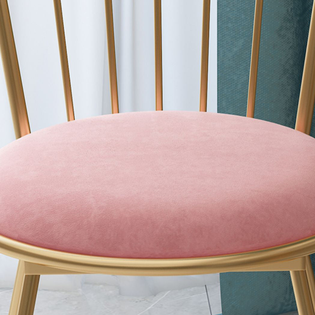 Glam Upholstered Armless Gold Legs Dining Room Side Dining Chair