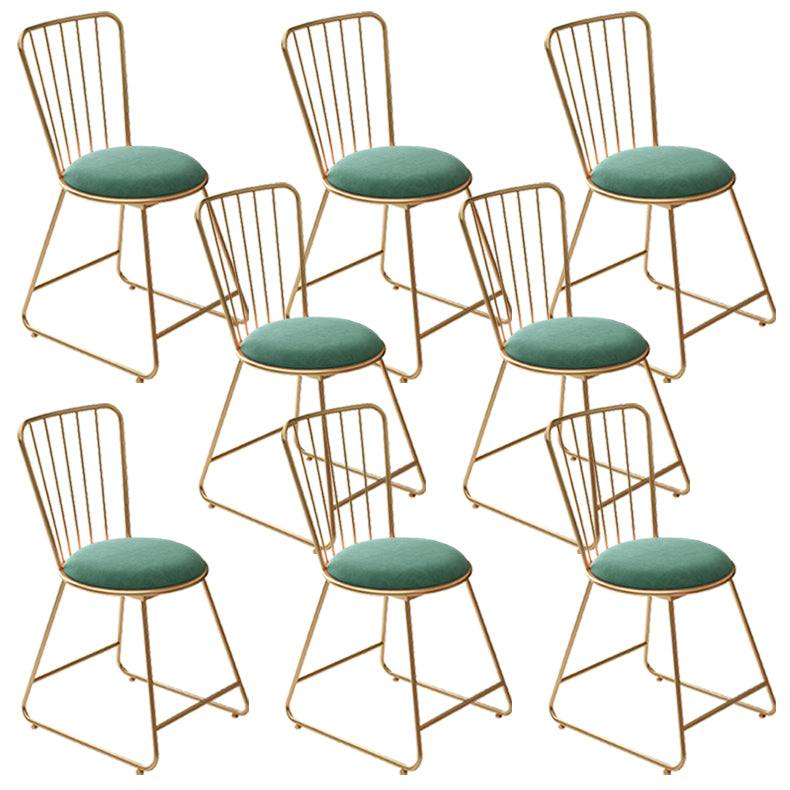 Glam Upholstered Armless Gold Legs Dining Room Side Dining Chair