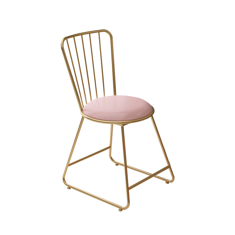 Glam Upholstered Armless Gold Legs Dining Room Side Dining Chair