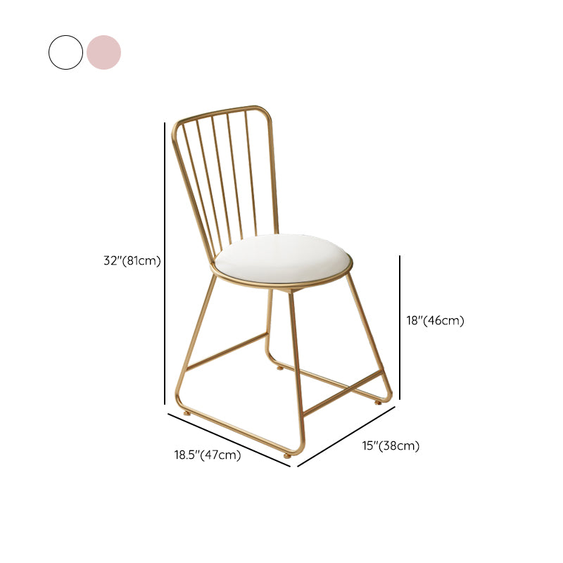 Glam Upholstered Armless Gold Legs Dining Room Side Dining Chair