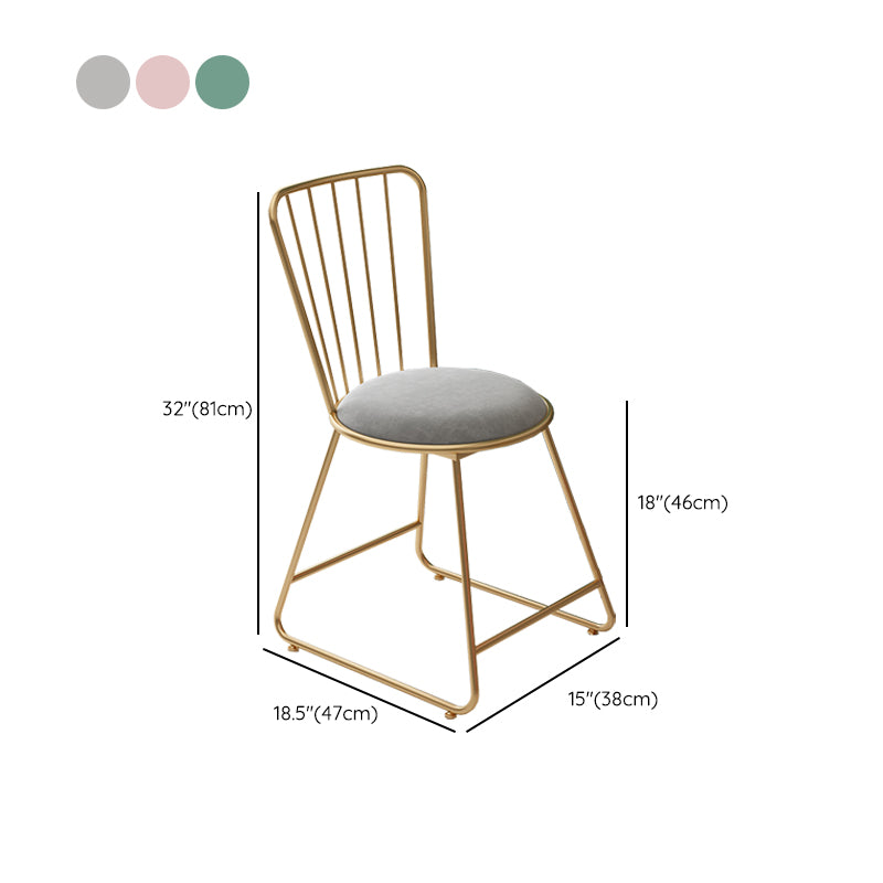 Glam Upholstered Armless Gold Legs Dining Room Side Dining Chair
