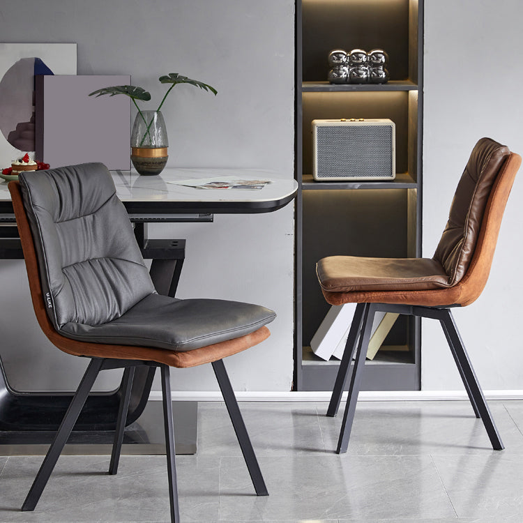 Industrial Indoor Faux Leather Upholstered Armless Parsons Dining Chair