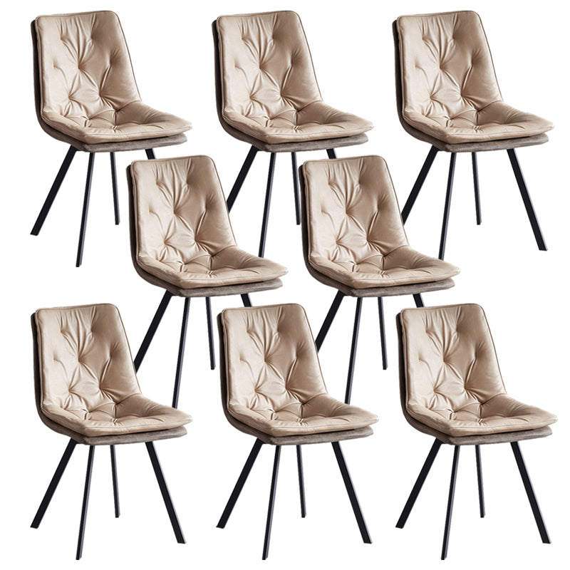 Industrial Indoor Faux Leather Upholstered Armless Parsons Dining Chair