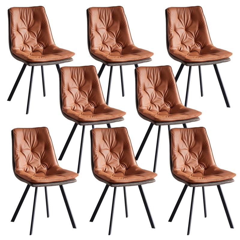 Industrial Indoor Faux Leather Upholstered Armless Parsons Dining Chair