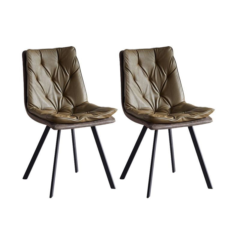 Industrial Indoor Faux Leather Upholstered Armless Parsons Dining Chair
