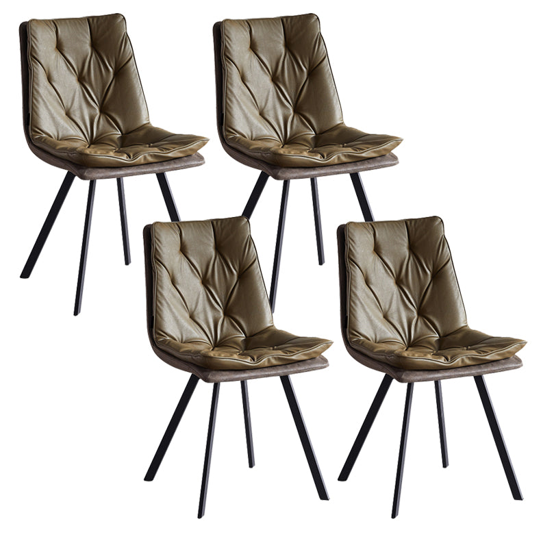 Industrial Indoor Faux Leather Upholstered Armless Parsons Dining Chair