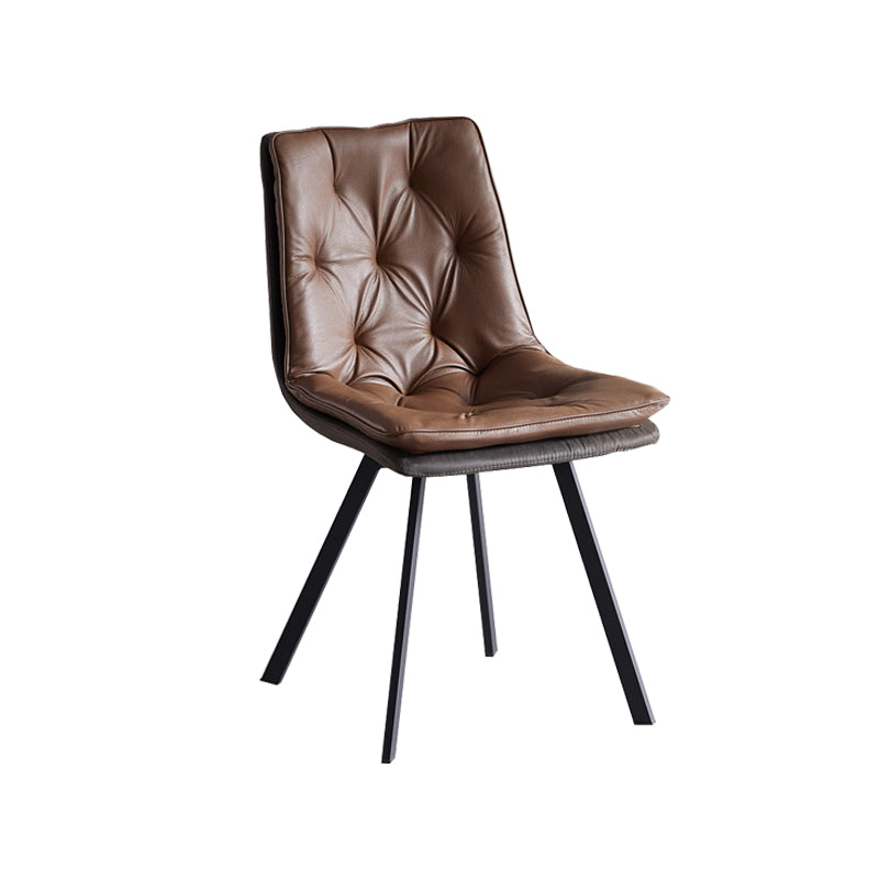 Industrial Indoor Faux Leather Upholstered Armless Parsons Dining Chair