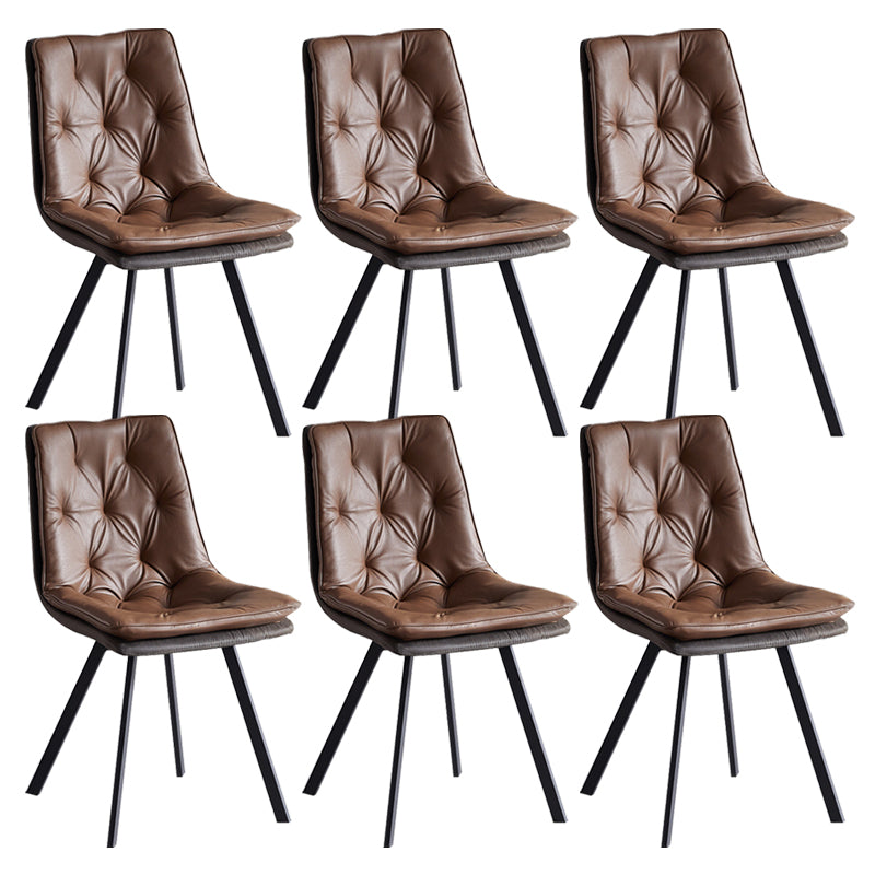 Industrial Indoor Faux Leather Upholstered Armless Parsons Dining Chair
