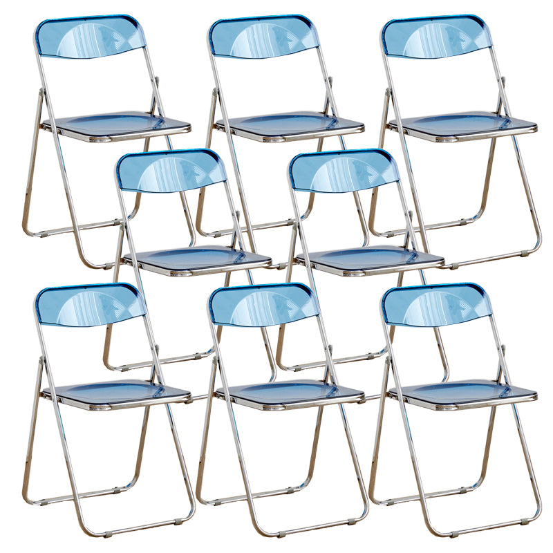 Contemporary Folding Open Back Metal Armless Dining Chairs(Set of 4/8)