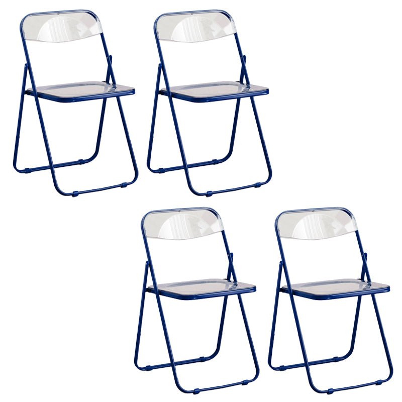 Contemporary Folding Open Back Metal Armless Dining Chairs(Set of 4/8)