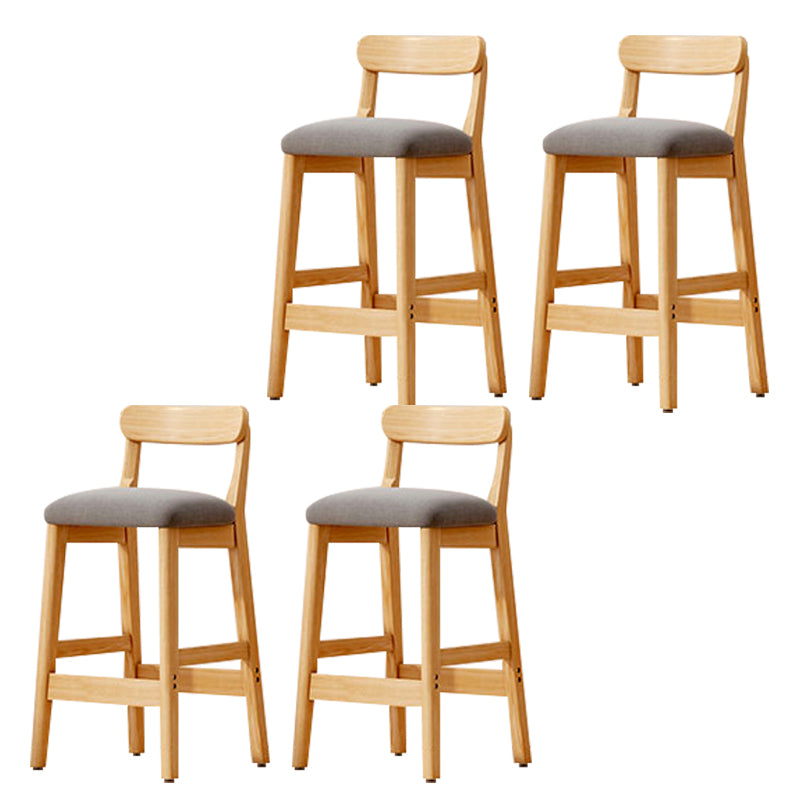 Modern Solid Wood Counter Stool Bar-height Low Back Bar Stool with Footrest