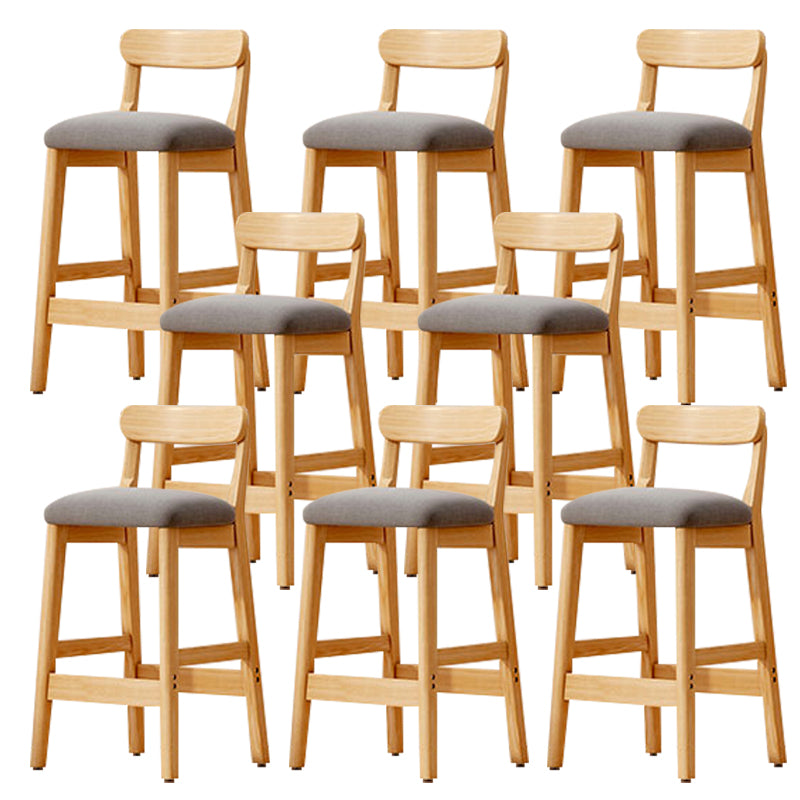 Modern Solid Wood Counter Stool Bar-height Low Back Bar Stool with Footrest