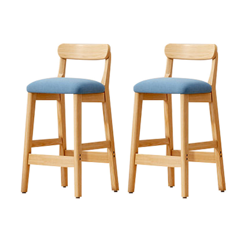 Modern Solid Wood Counter Stool Bar-height Low Back Bar Stool with Footrest